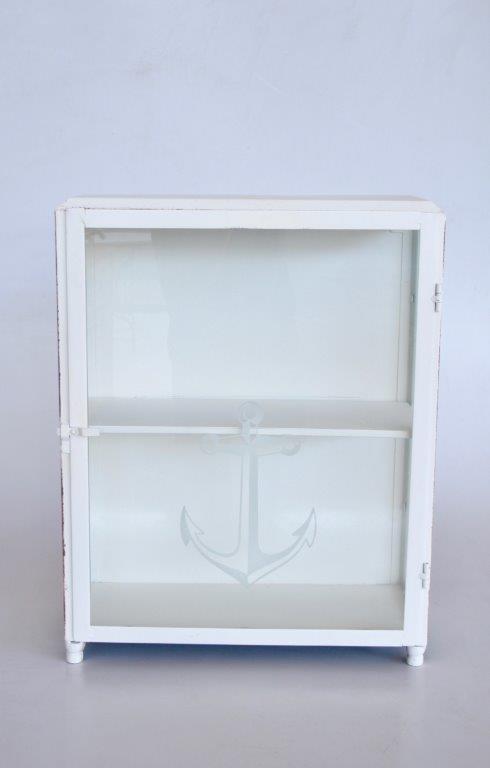 Iron Glass Cabinet With Anchor